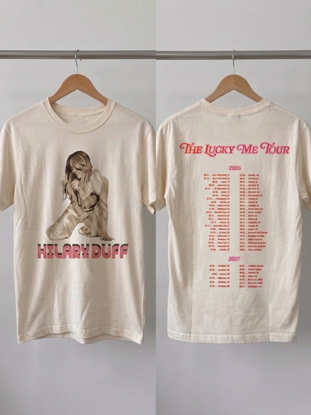 Hilary Duff The Lucky Me Tour 2026 T-Shirt Natural